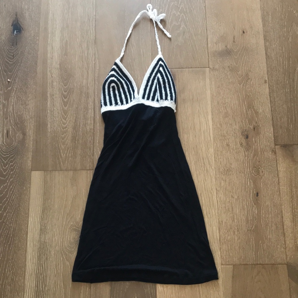 Cute Black And White Beach Cover Up Dress